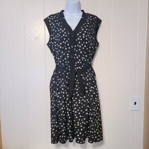 Robbie Bee Button Down Shirt Dress with Tie